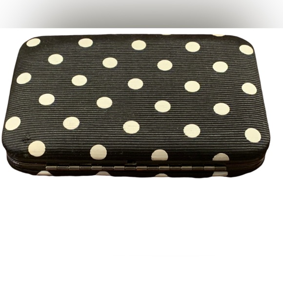 Letter H Initial Hot Pink Embroider Black White Polka Dot Hard Case Card Wallet - Picture 5 of 5